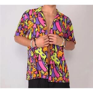 iHeartRaves Button Up Shirt Multicolored Size XL